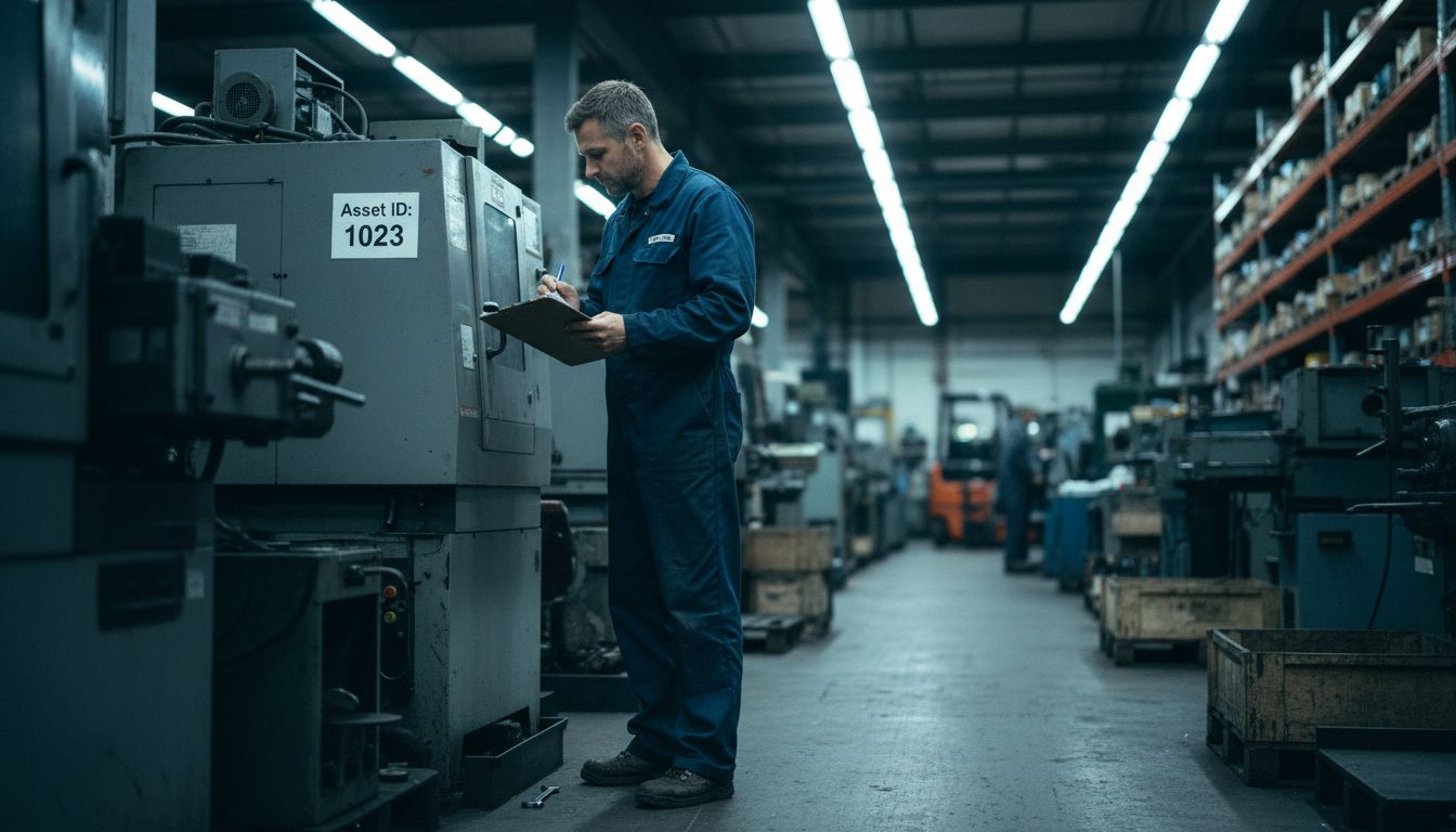 Technician checks equipment inventory in warehouse