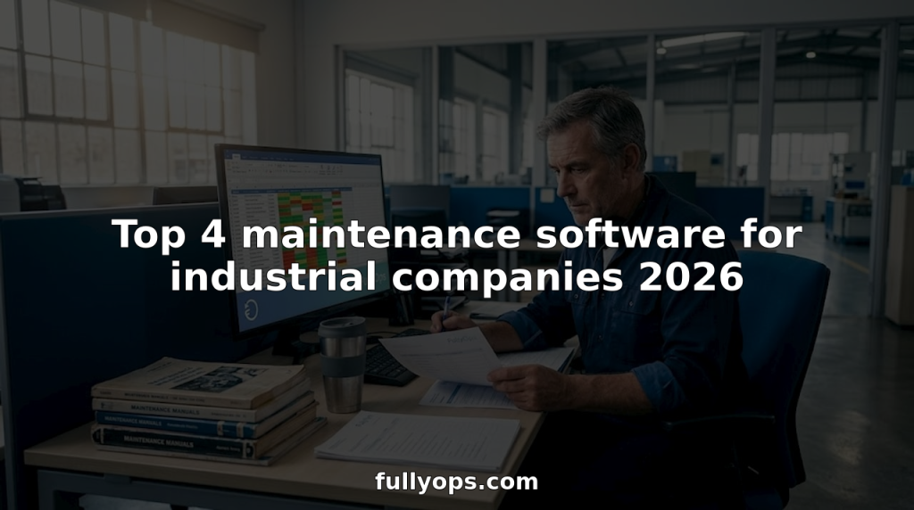 Maintenance manager reviews schedule at office desk