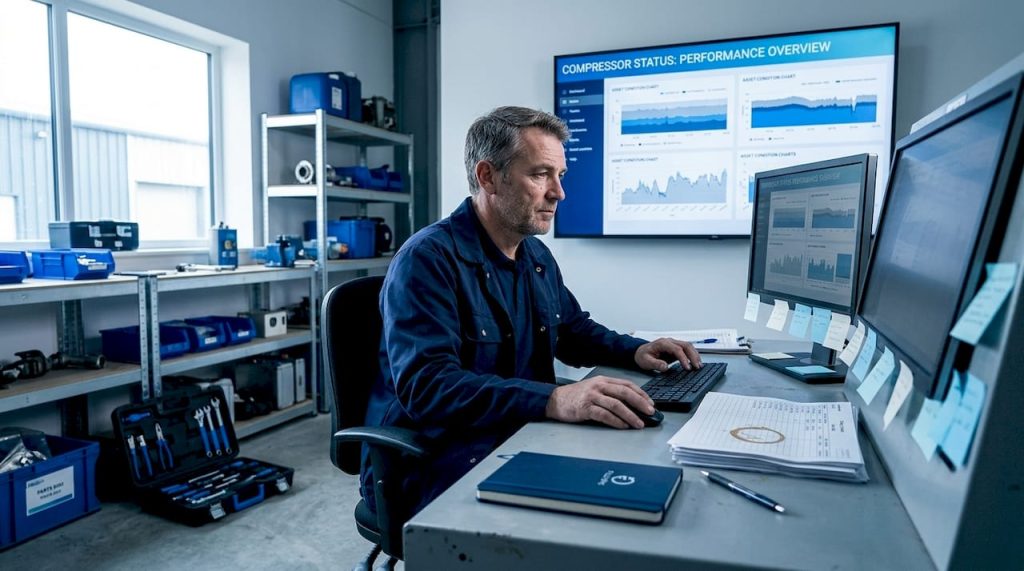 Engineer monitoring asset condition screen