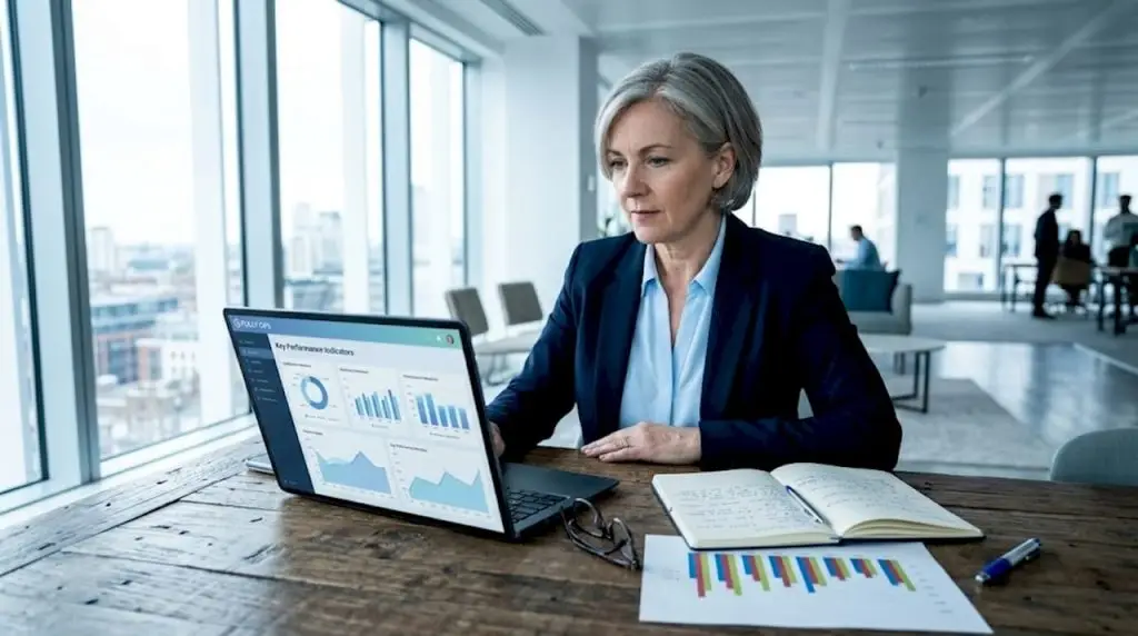Leader reviewing workforce efficiency metrics