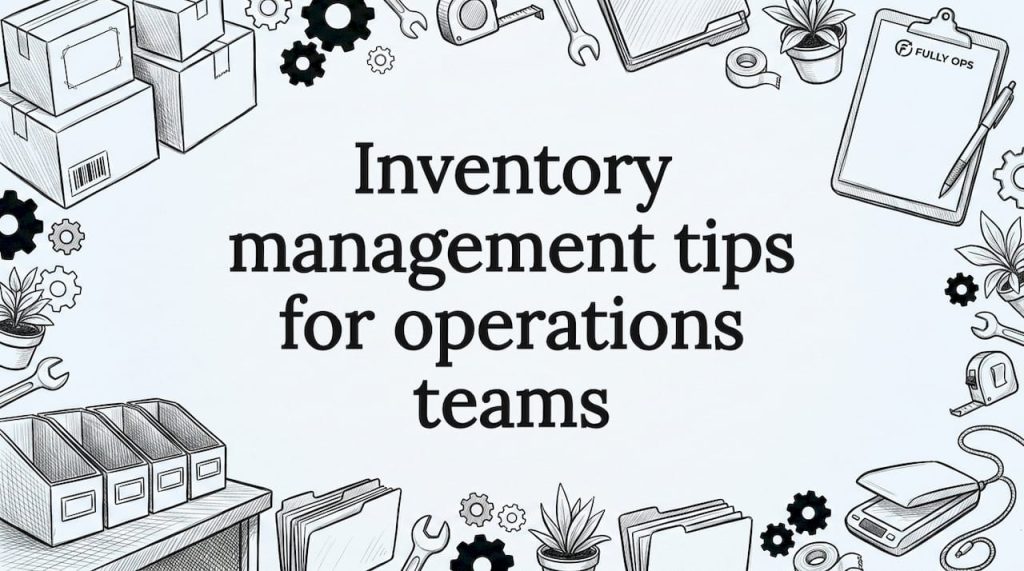 Decorative title card with hand-drawn inventory tools
