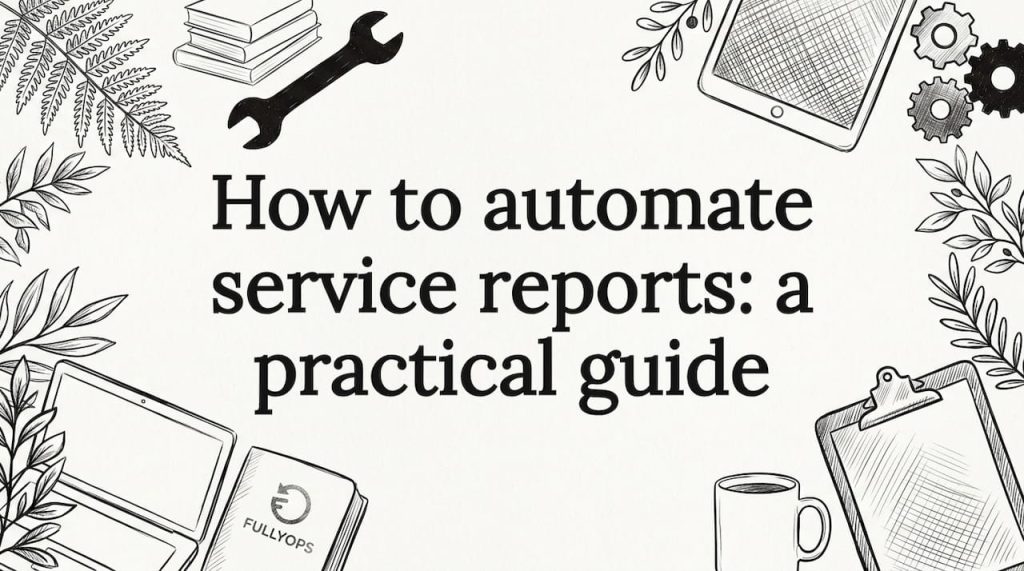 Decorative title card illustration for service report automation