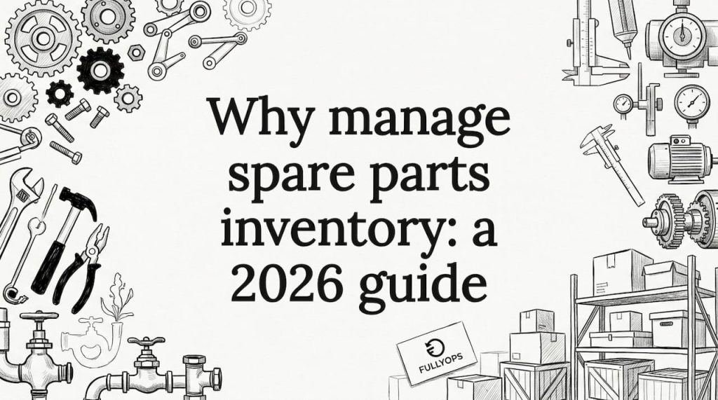 Decorative title card illustration for spare parts inventory