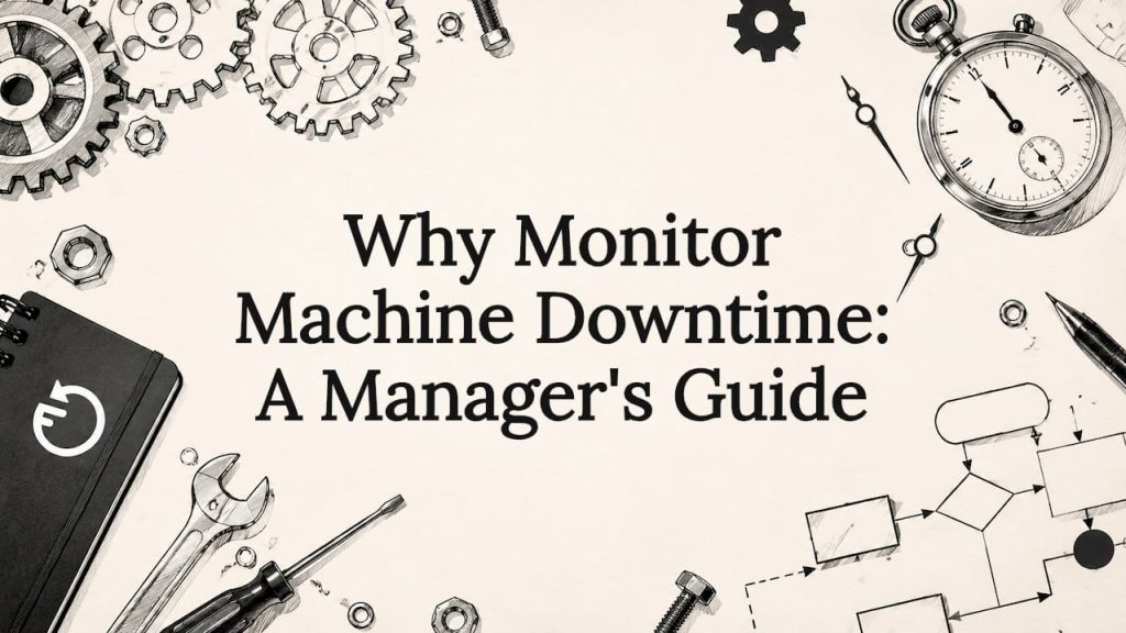 Decorative title card illustration for machine downtime
