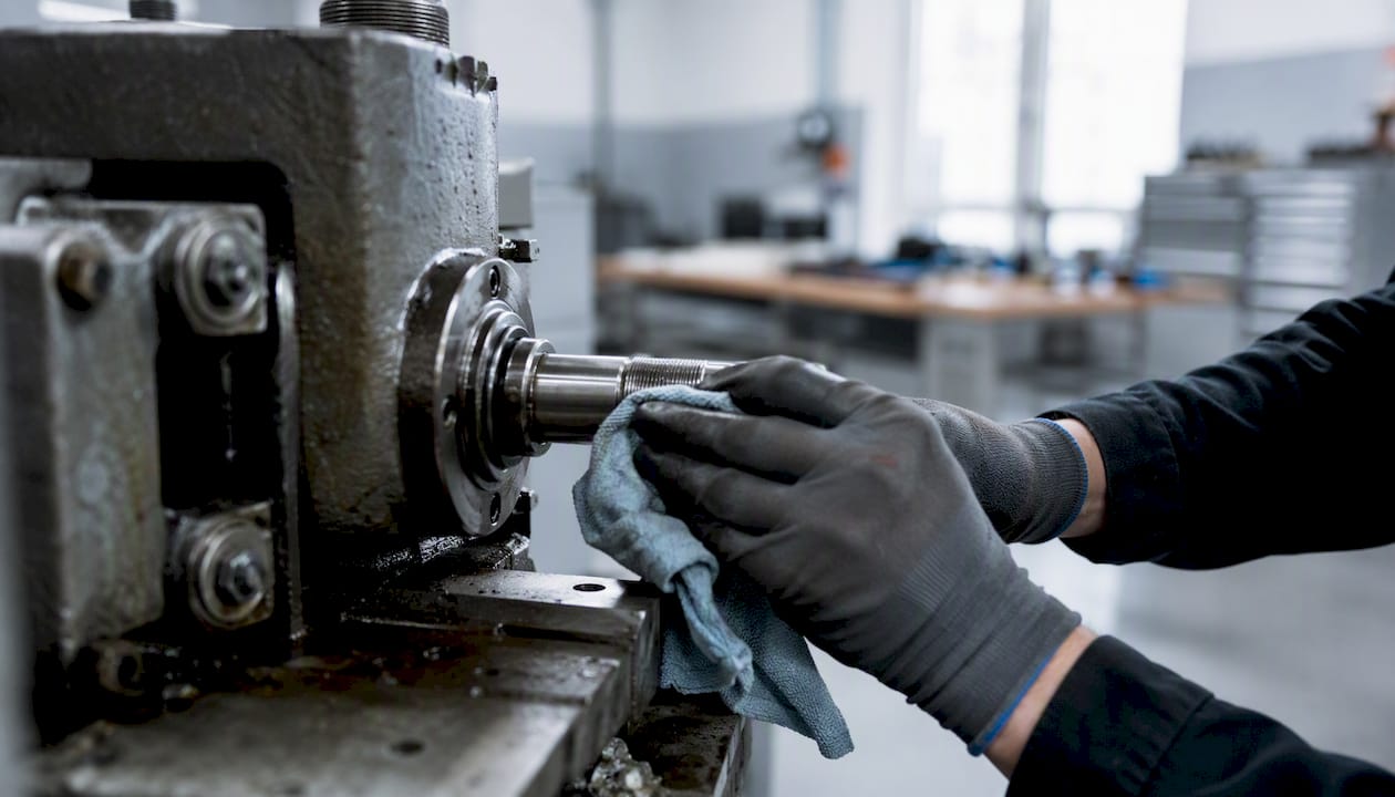 Technician cleaning machine and inspecting parts