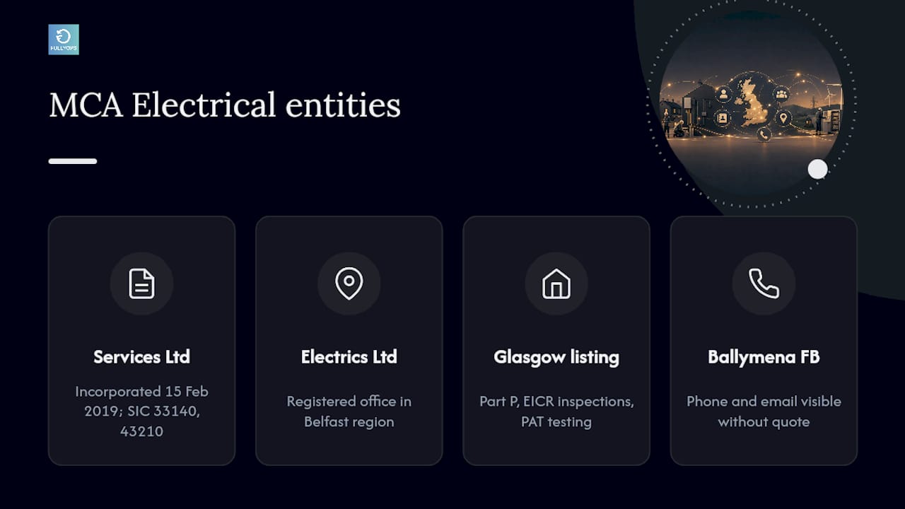 Comparison chart of MCA Electrical UK companies