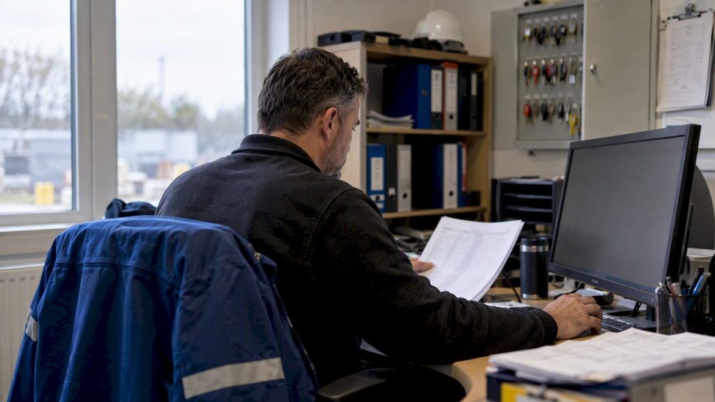 Maintenance manager reviewing CMMS access audit